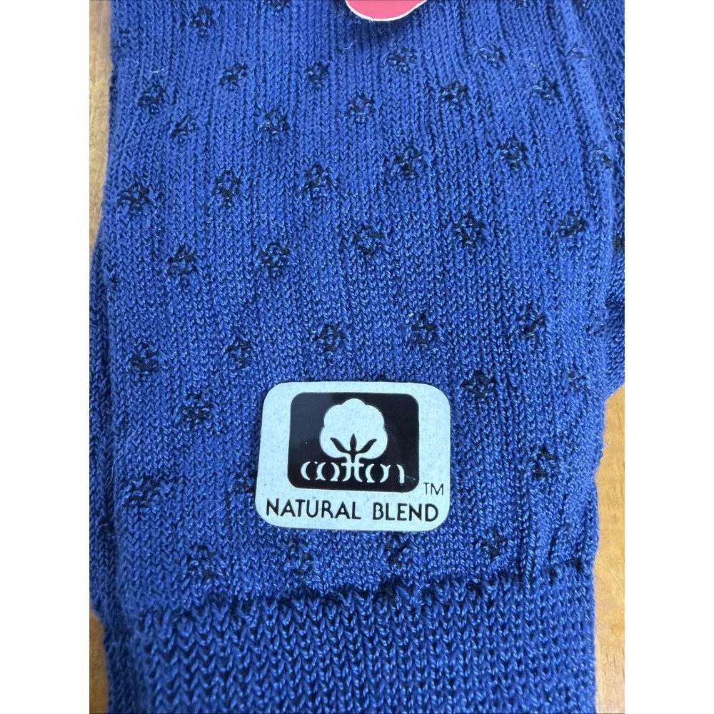 Liz Claiborne Navy Knotted‎ Rib Dress Socks Mercerized Cotton USA NOS